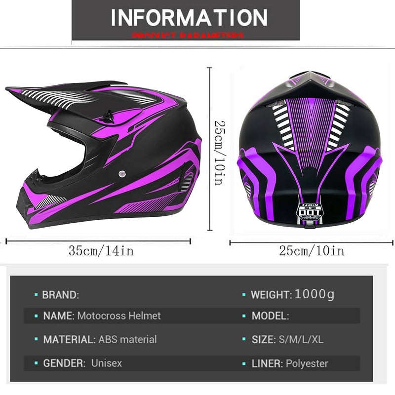 ZJHELM ATV Helmet,Womens ATV Helmet, 4 Wheeler Helmets for Adults,Motocross Helmet Women, Street Riding Dirt Bike Helmets, utv Helmets for Adults DOT Approved(Purple, Large) - Image 5
